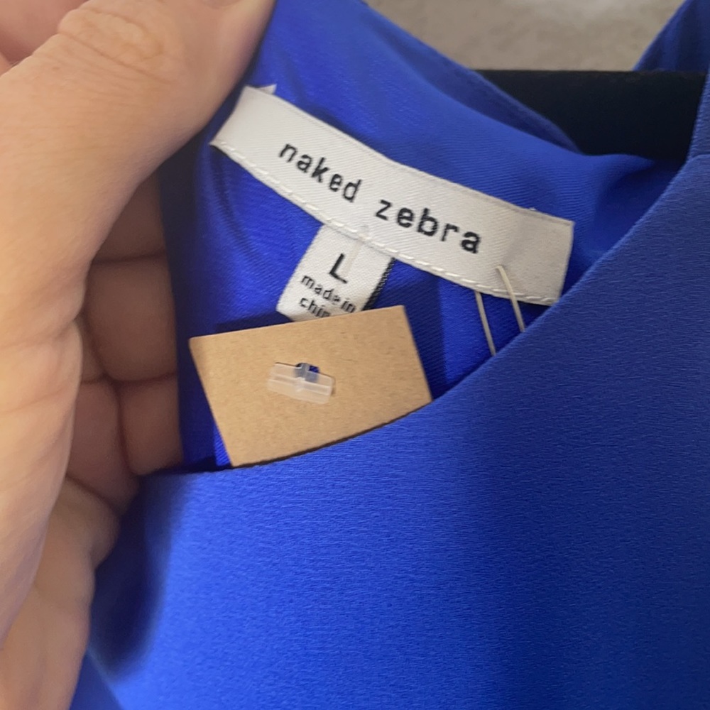 NWT Naked Zibra Blue Off the Shoulder Ruffle Dress - Picture 10 of 14